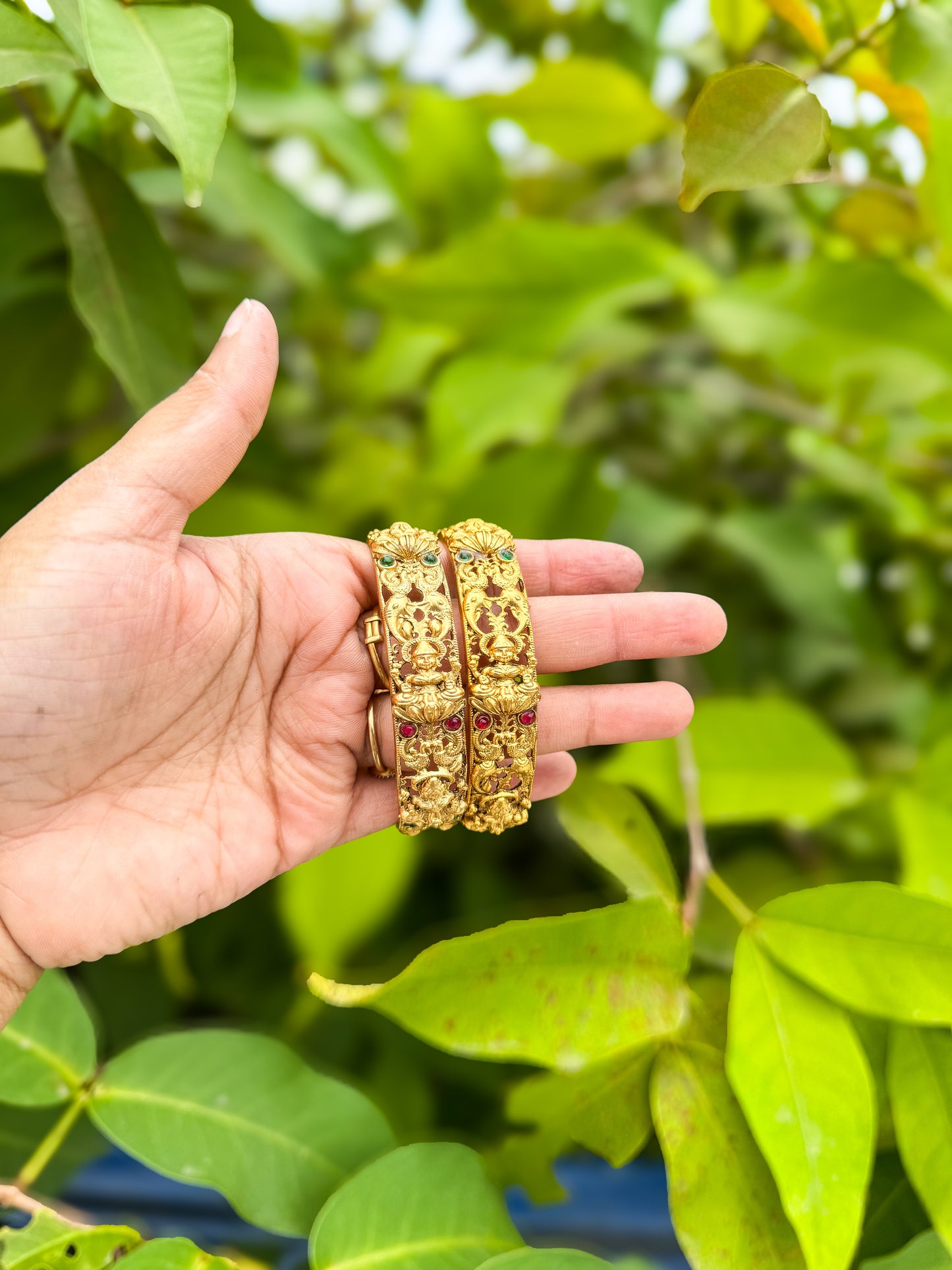 2 Bangles set with lakshmi designed