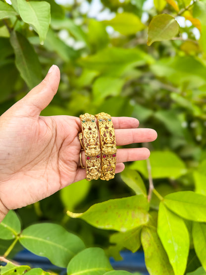 2 Bangles set with lakshmi designed