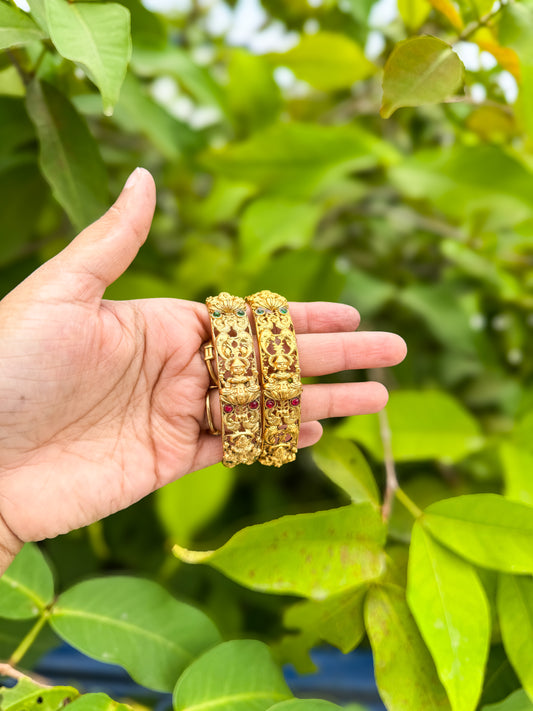 2 Bangles set with lakshmi designed