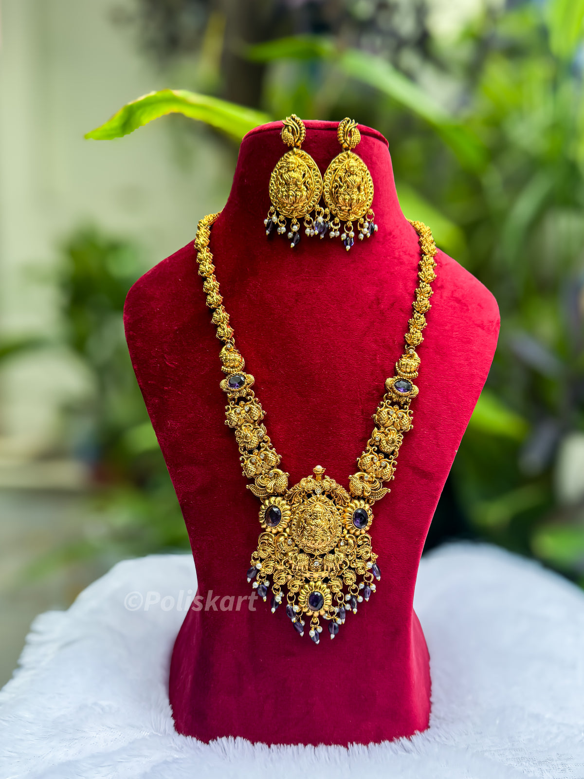 PK178 - Heavy worked Lakshmi Haram with Earring