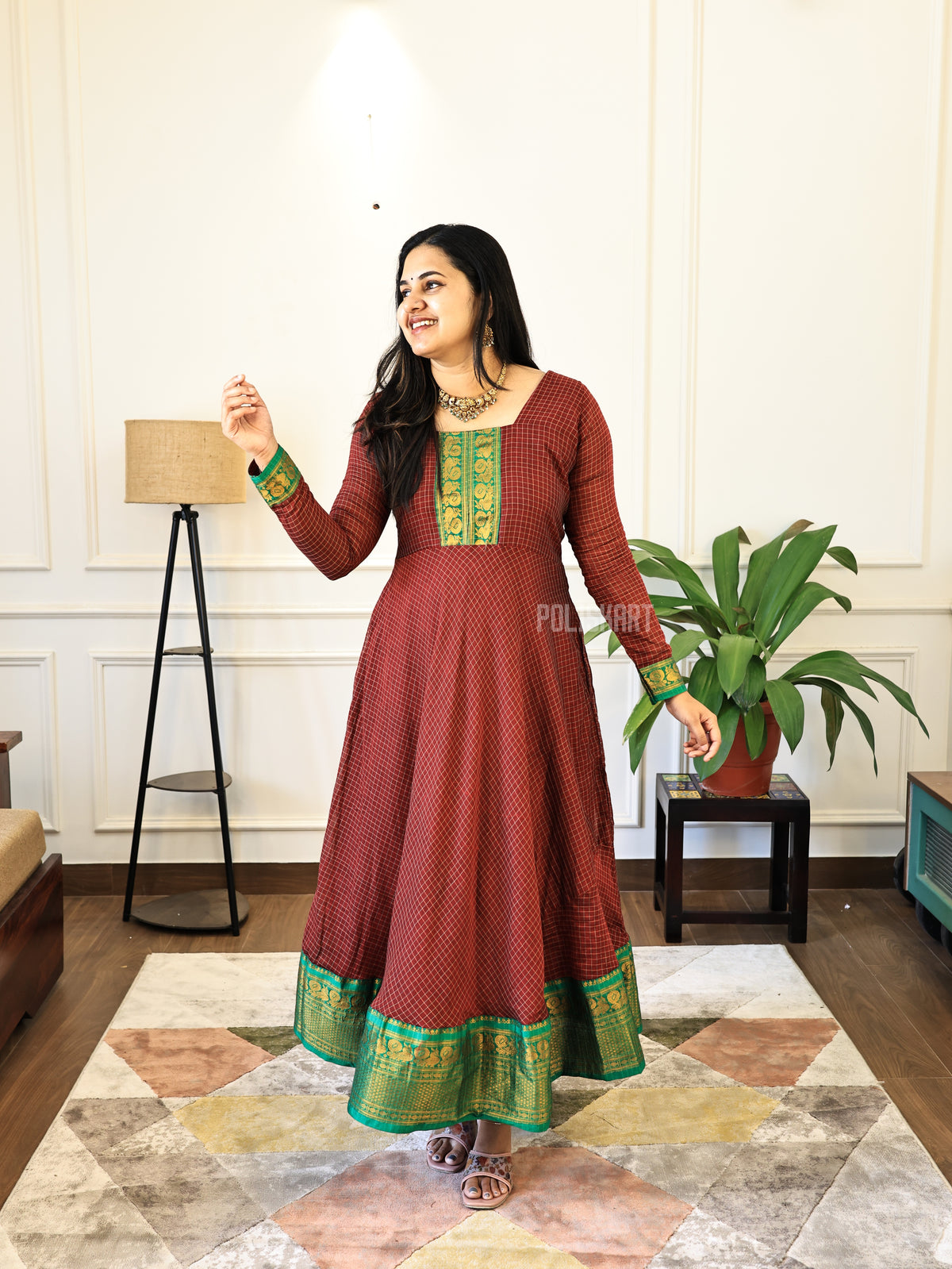 PK191- Preorder - Kathambari - Anarkali Top and Dupatta with full lining