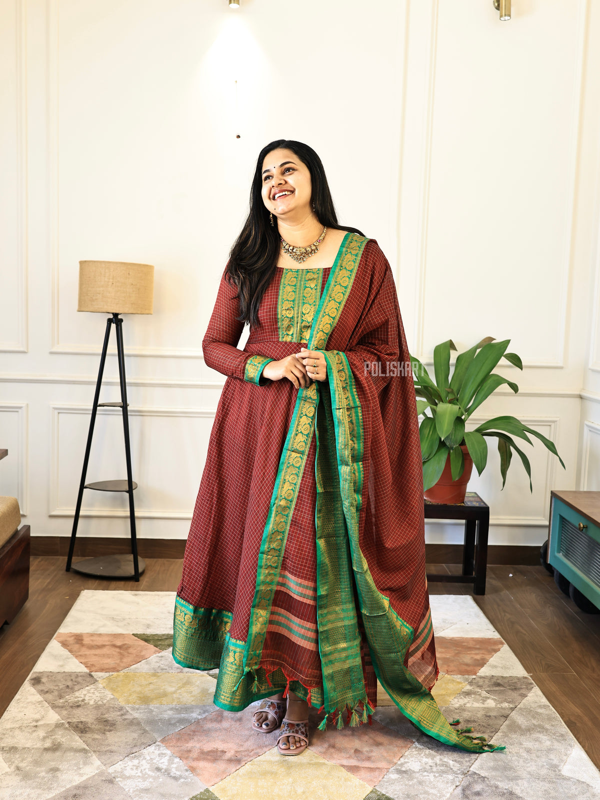 PK191- Preorder - Kathambari - Anarkali Top and Dupatta with full lining