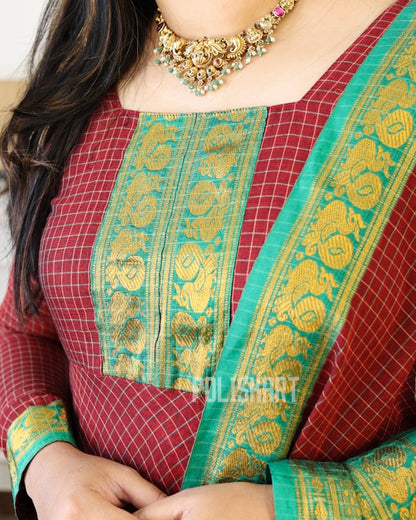 PK191- Preorder - Kathambari - Anarkali Top and Dupatta with full lining