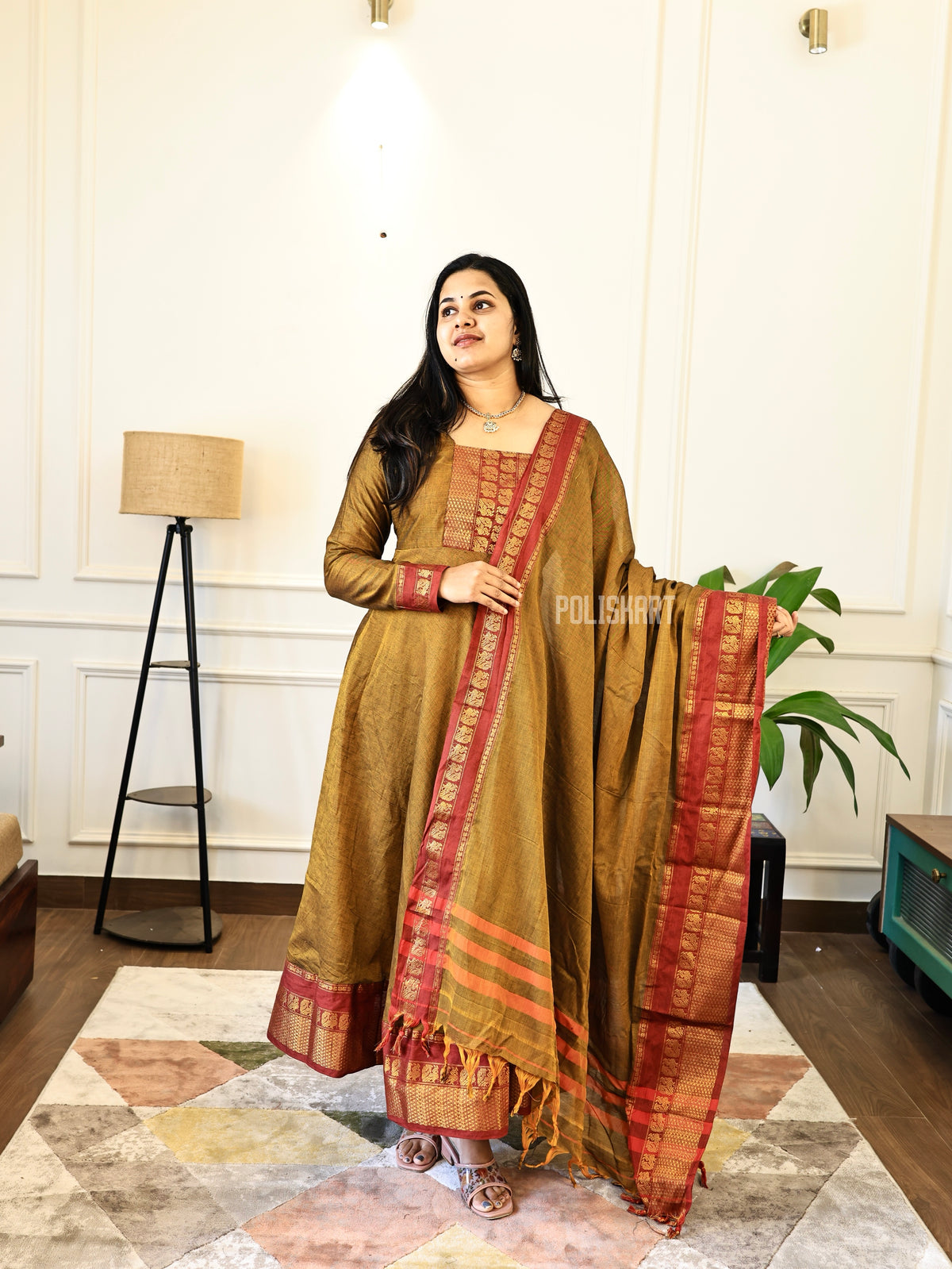 PK189- Preorder - Sindhoori - Anarkali Top and Dupatta with full lining