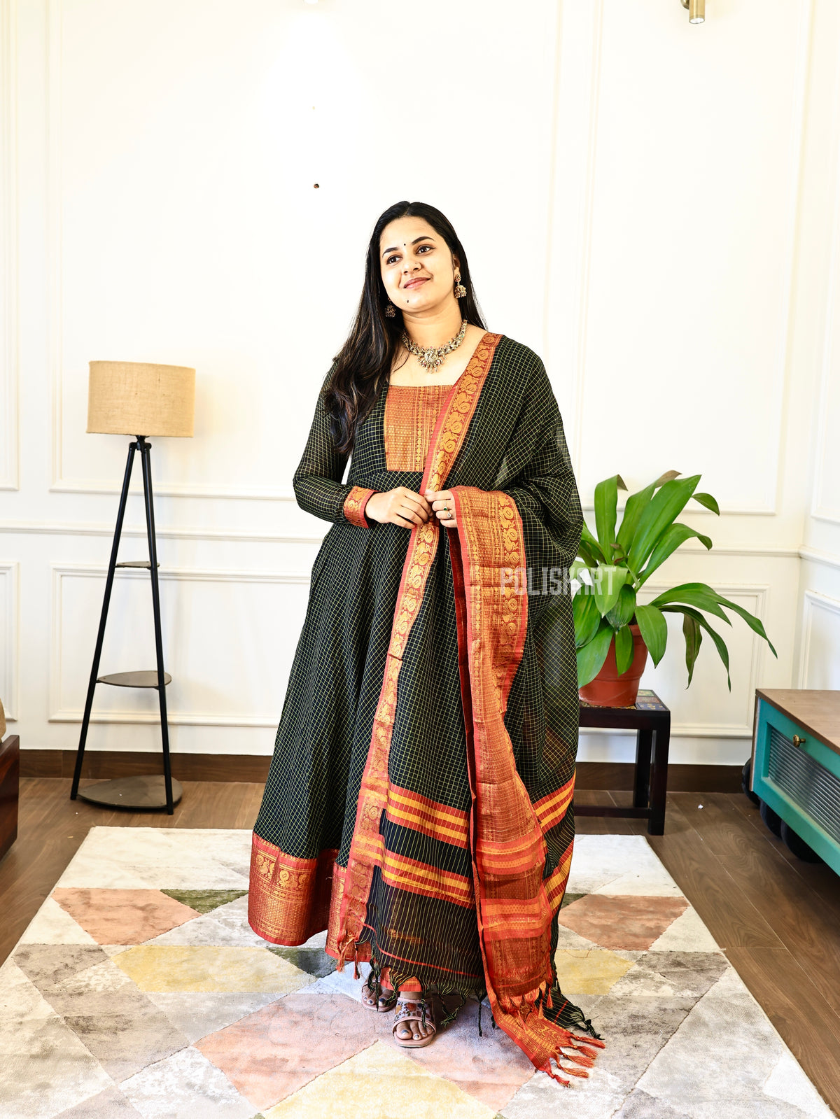 PK192- Preorder - Kayalvizhi - Anarkali Top and Dupatta with full lining