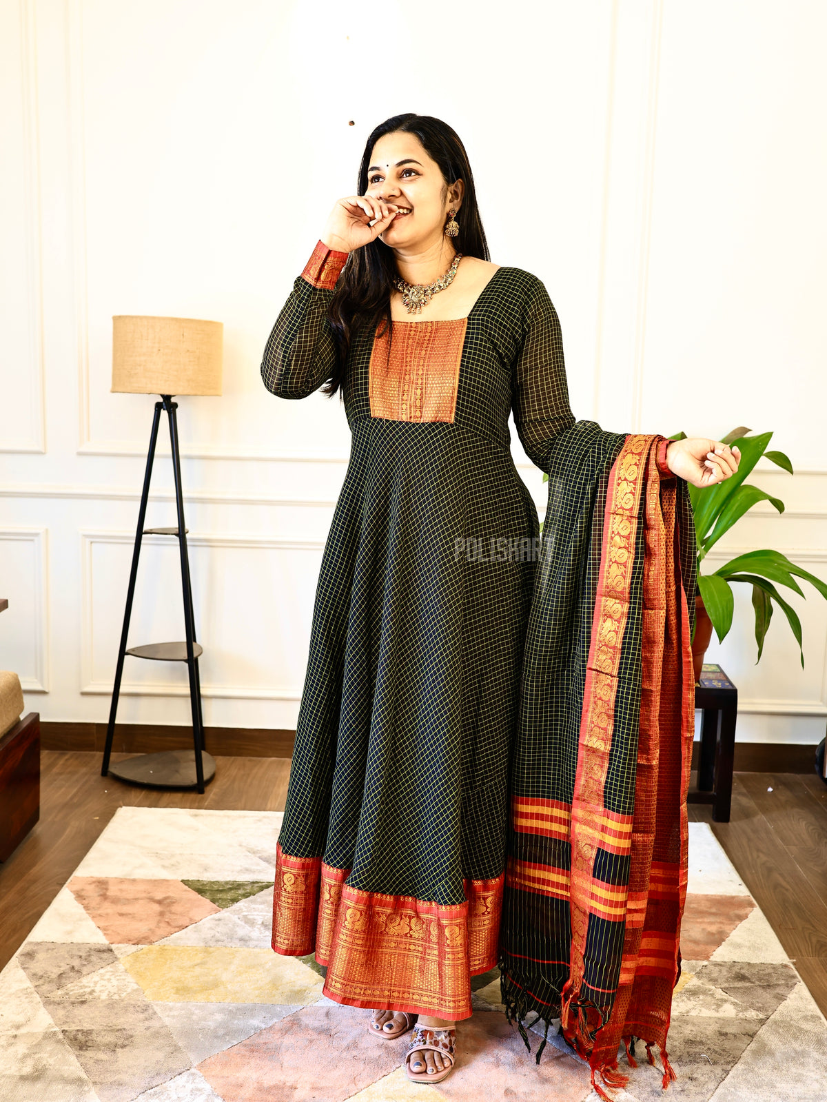 PK192- Preorder - Kayalvizhi - Anarkali Top and Dupatta with full lining