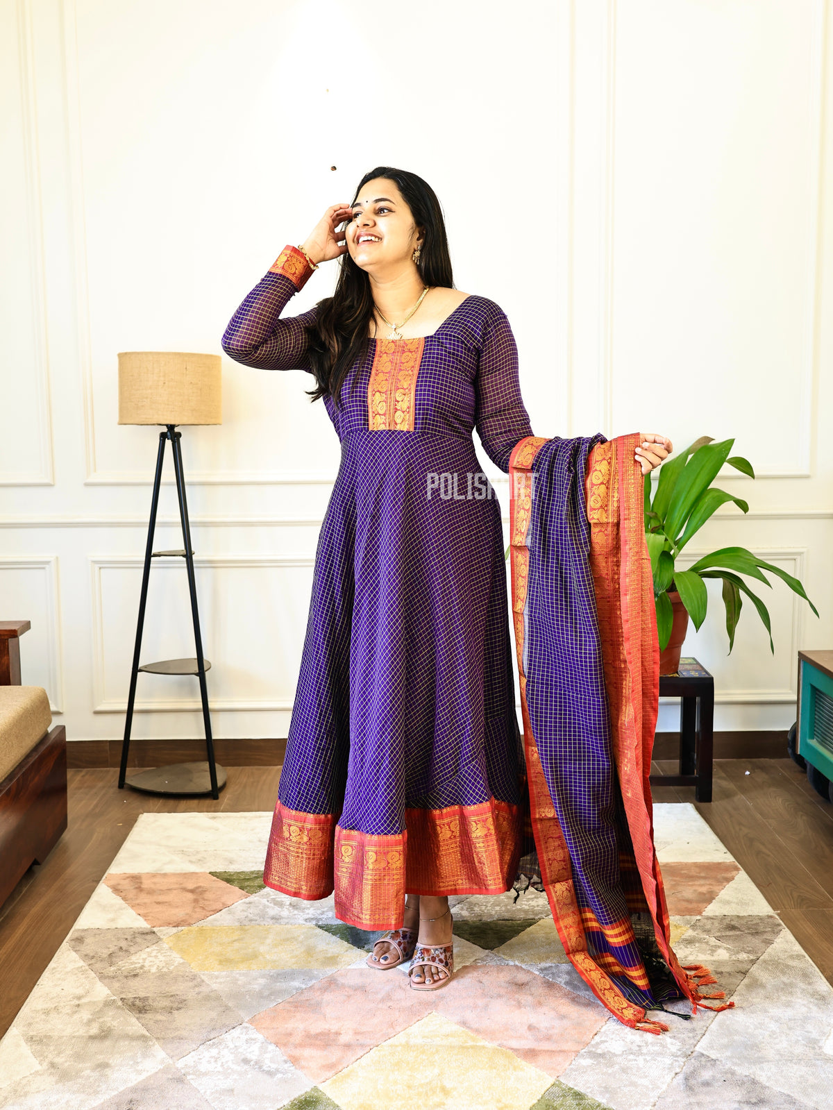 PK193- Preorder - Mrinalini - Anarkali Top and Dupatta with full lining