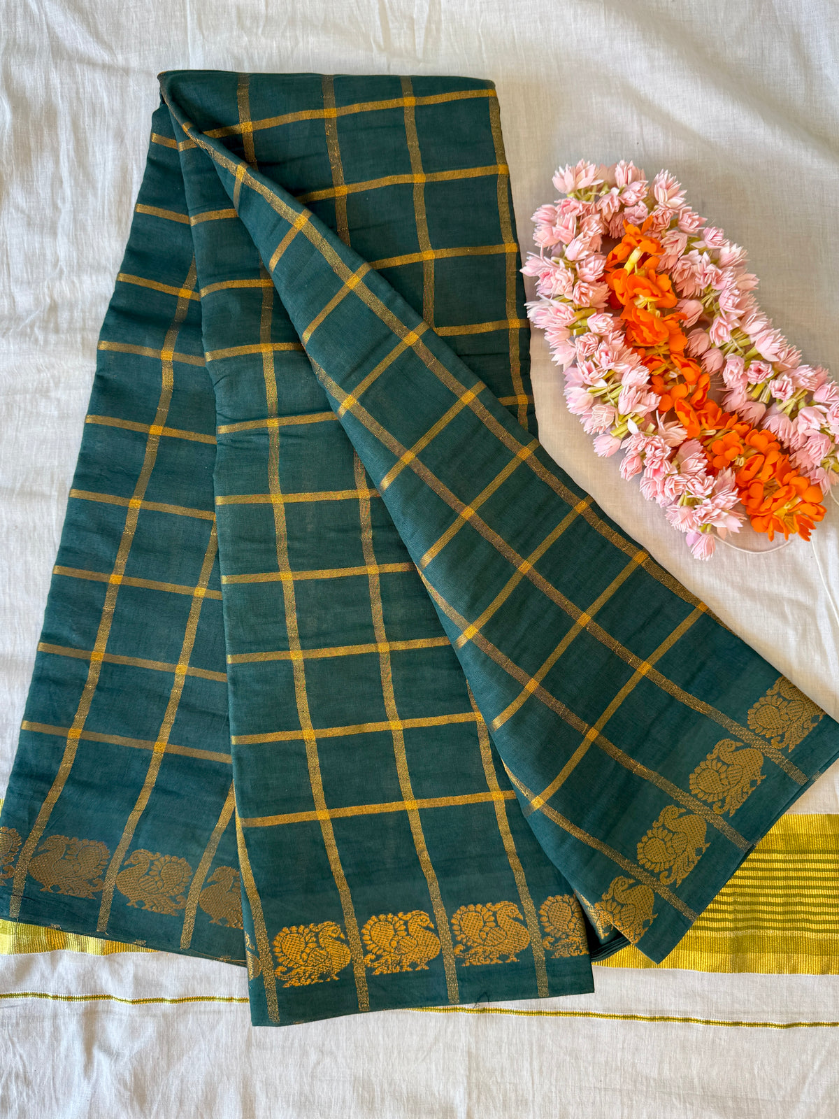 PK197 - Original Pavithra Katam Saree - Bottle Green color with blouse