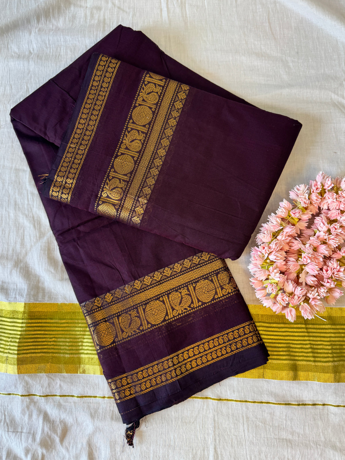 PK199 - Original Trending kanchi cotton Saree - Coffee Brown color with blouse