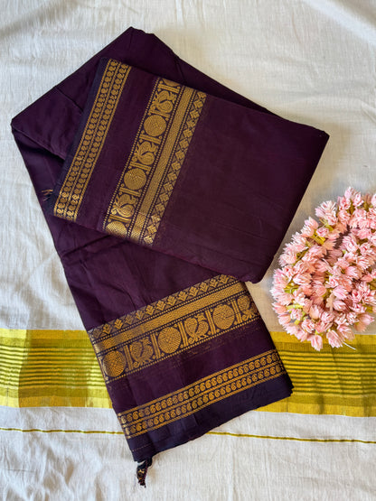 PK199 - Original Trending kanchi cotton Saree - Coffee Brown color with blouse