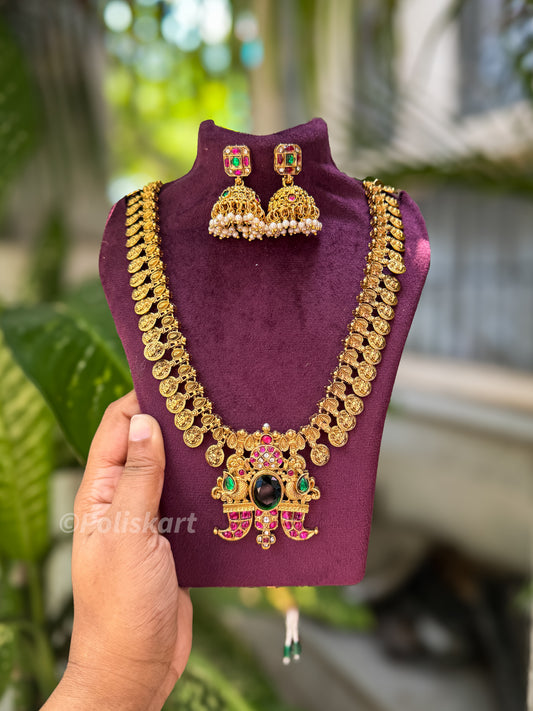 Trending kasumala and stone worked Haram with jhumka set
