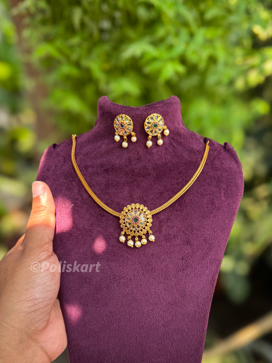 White stone worked attigai with earring set