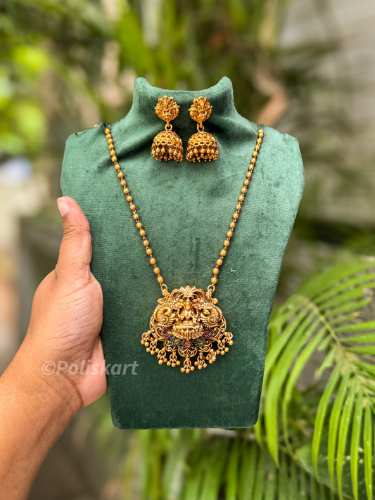Chain with Lakshmi pendant with jhumka set