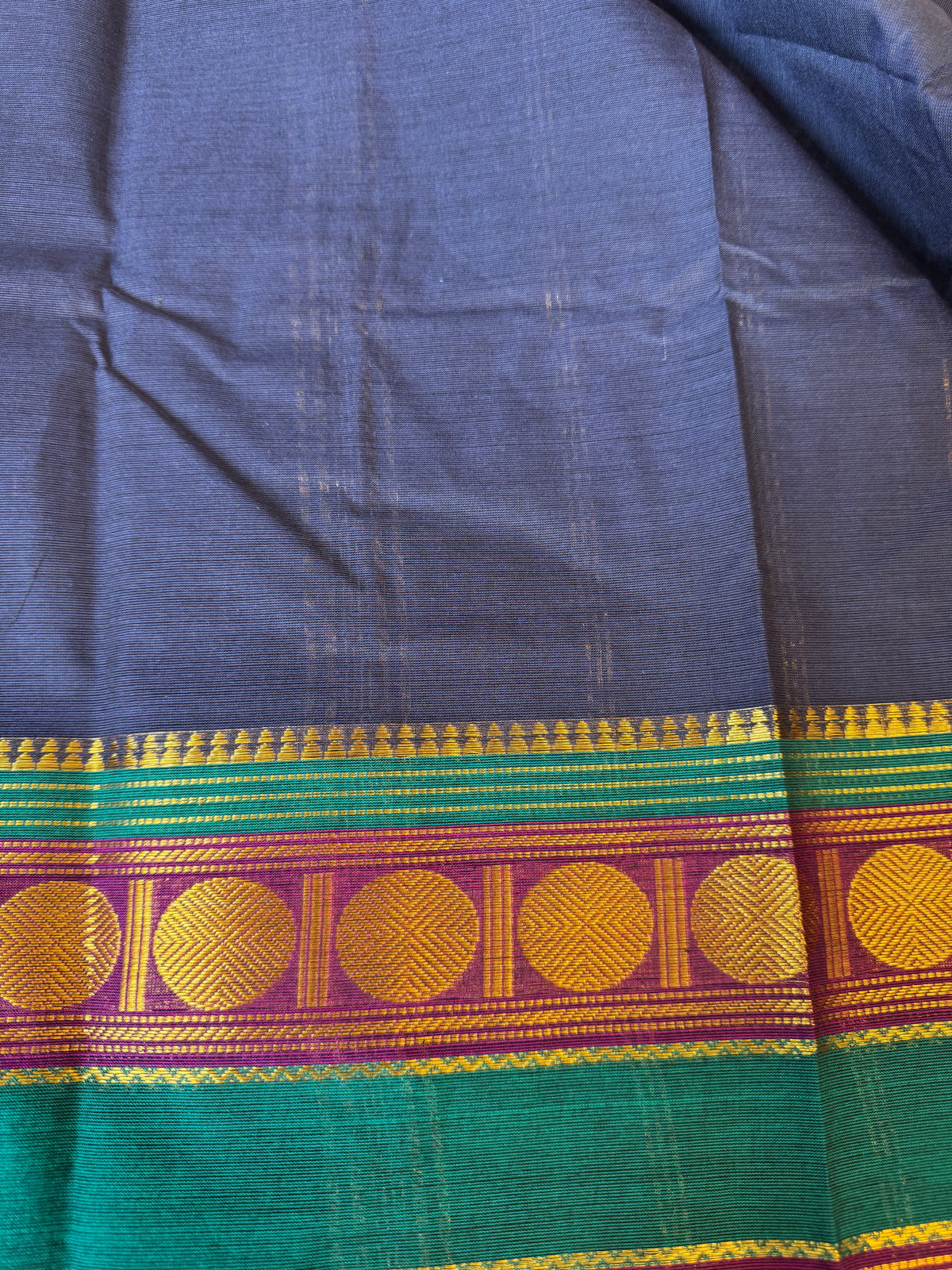PK200 - Original Trending kanchi cotton Saree - Dark Blue color with blouse