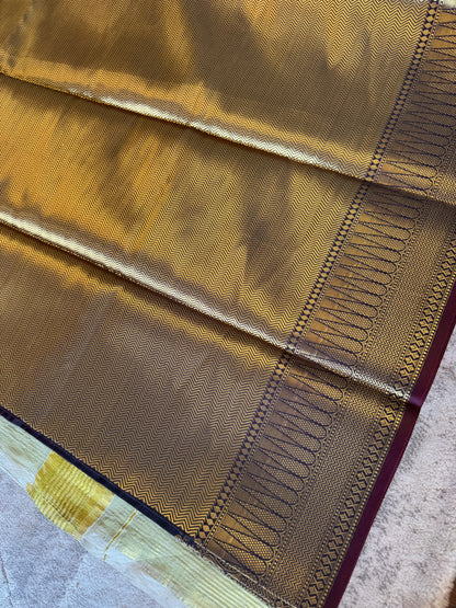PK204 - Original Banarasi semi katan semi slik Saree - Coffee brown color with blouse