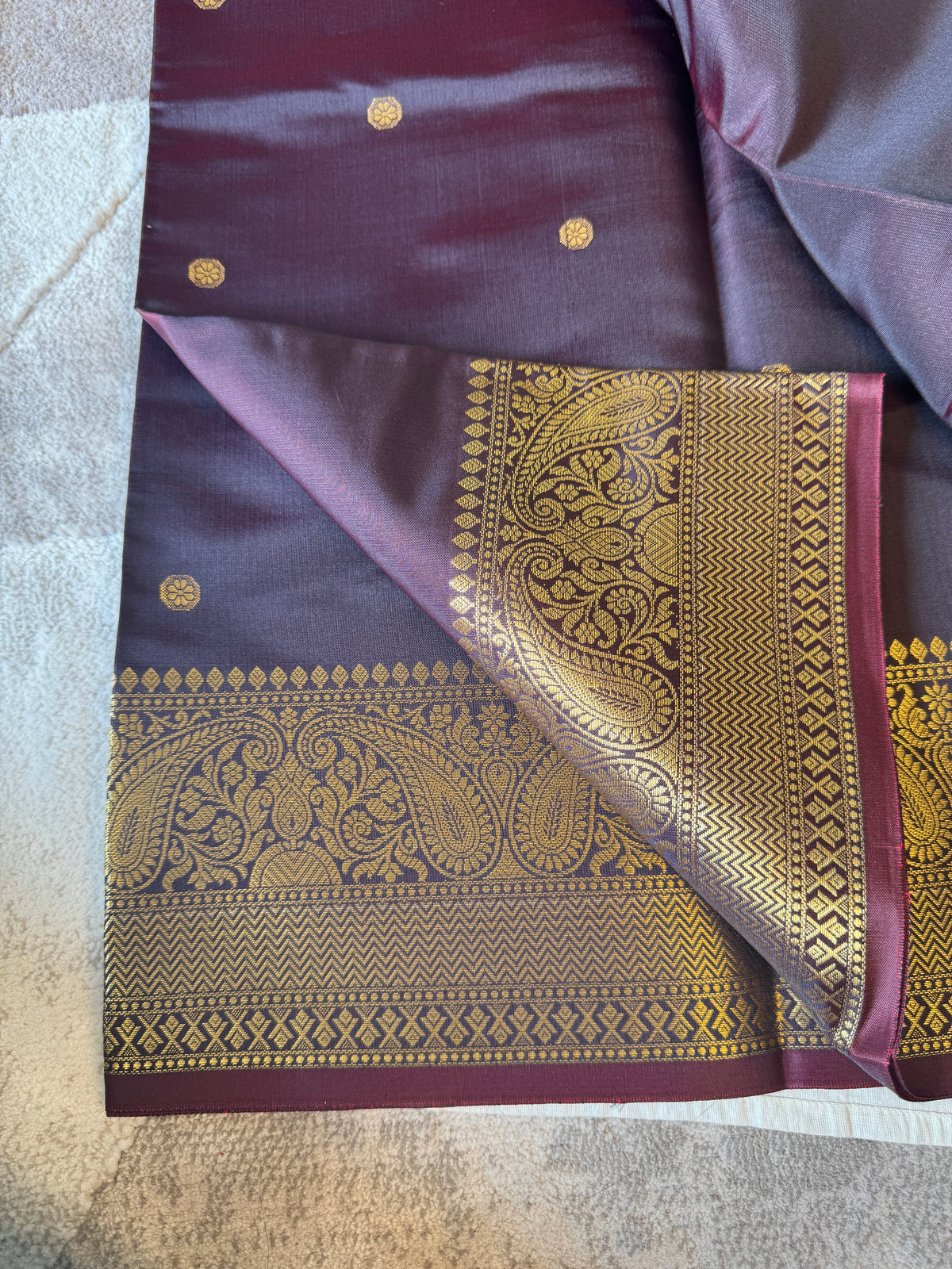 PK204 - Original Banarasi semi katan semi slik Saree - Coffee brown color with blouse