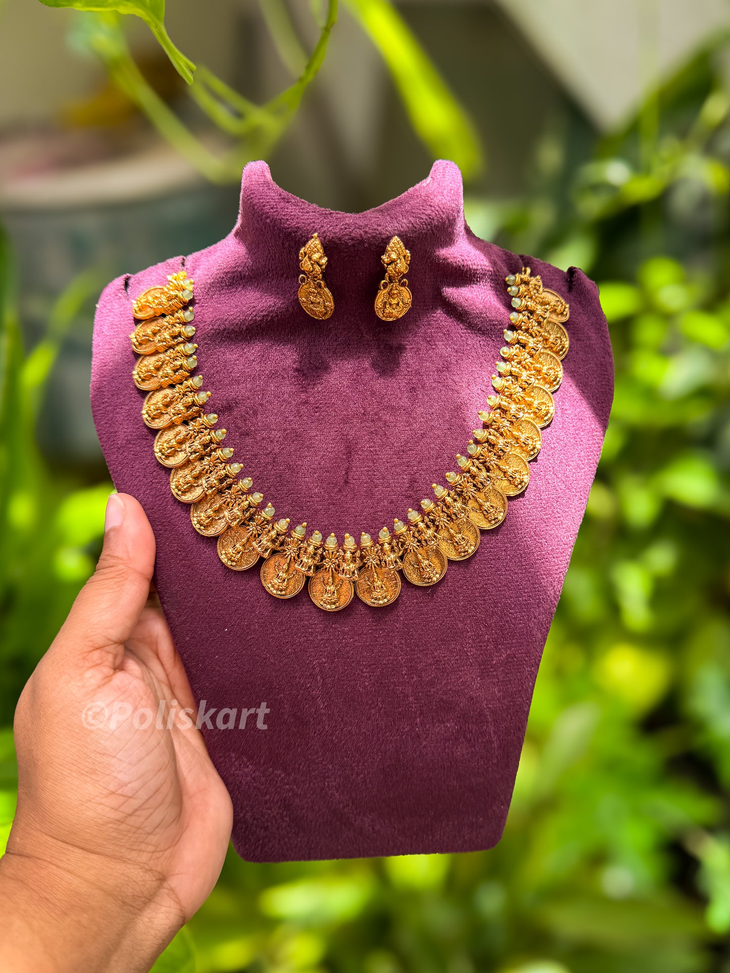 Simple and elegant look kasumala necklace with earring set