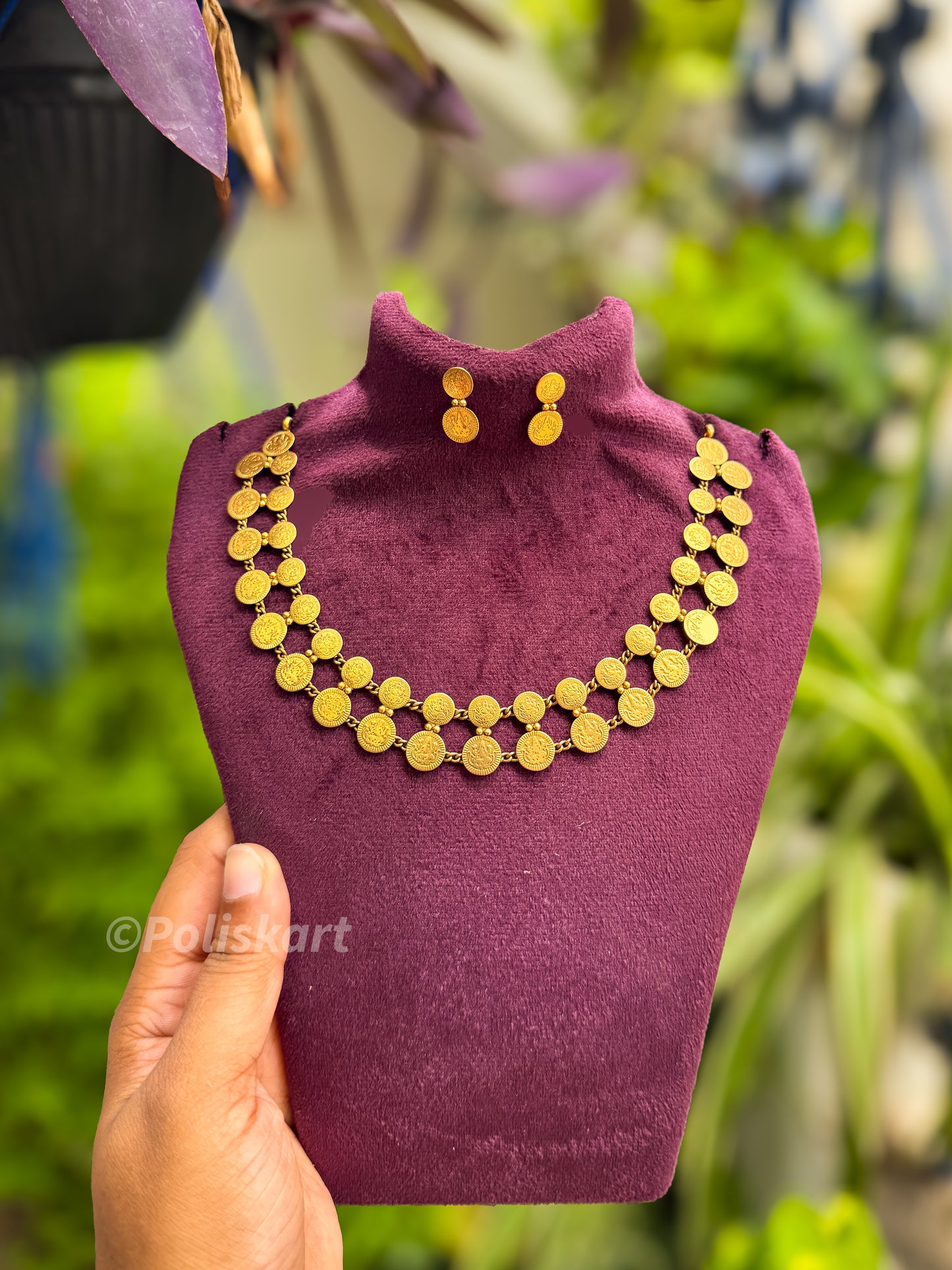 Double layered kasumala necklace with earring set