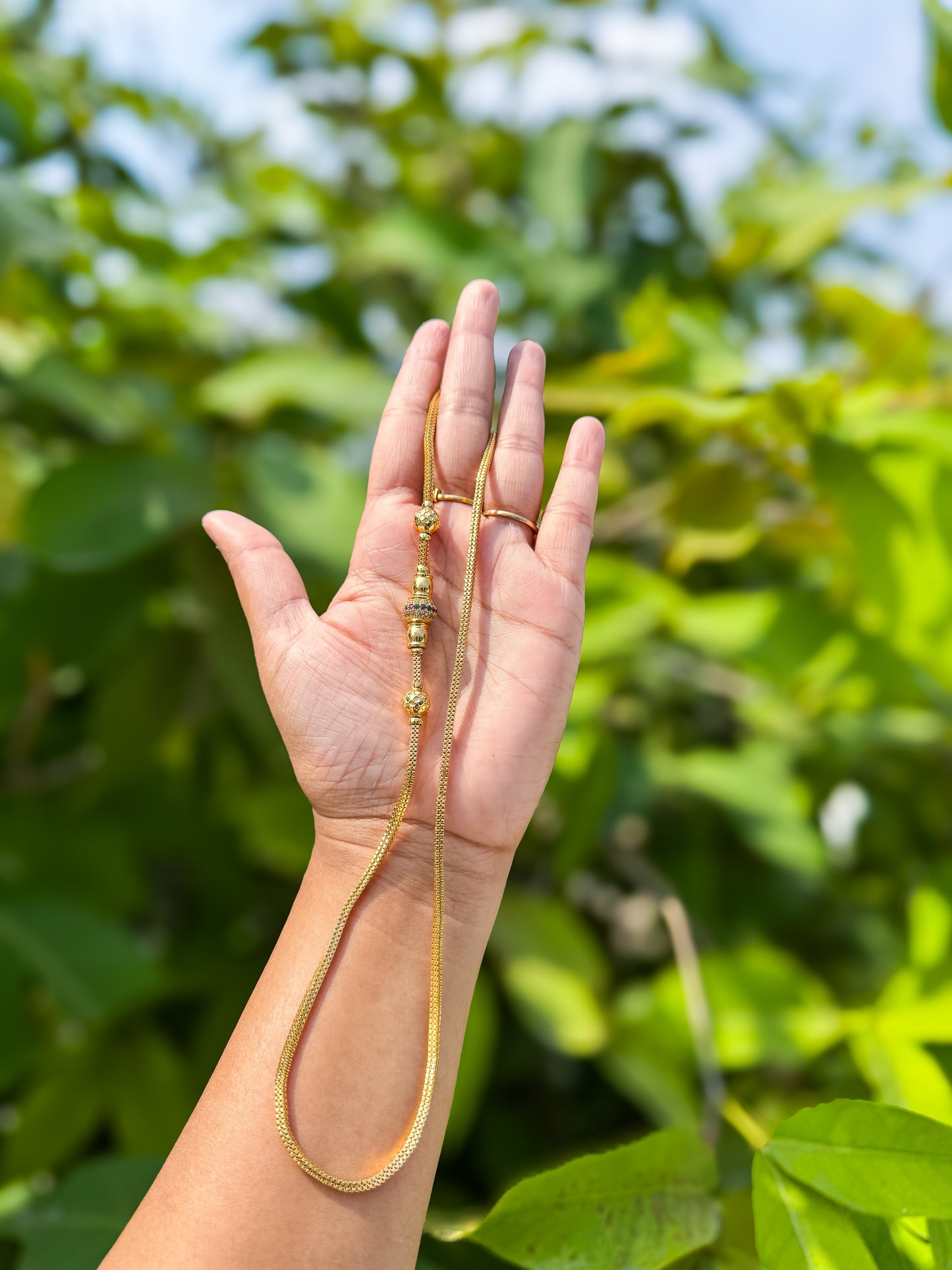 24 inch multi color stone worked mugappu chain