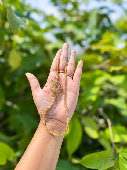 24 inch Peacock white stone worked mugappu chain