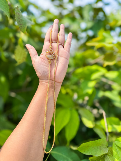 24 inch Peacock white stone worked mugappu chain