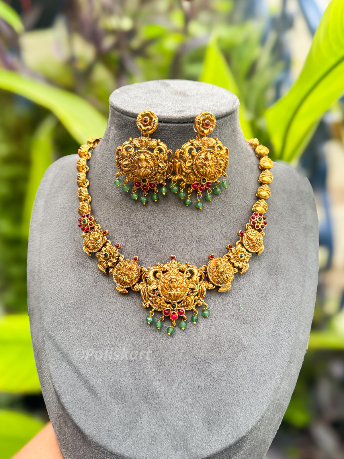PK217 - Trending peacock lakshmi necklace with earring