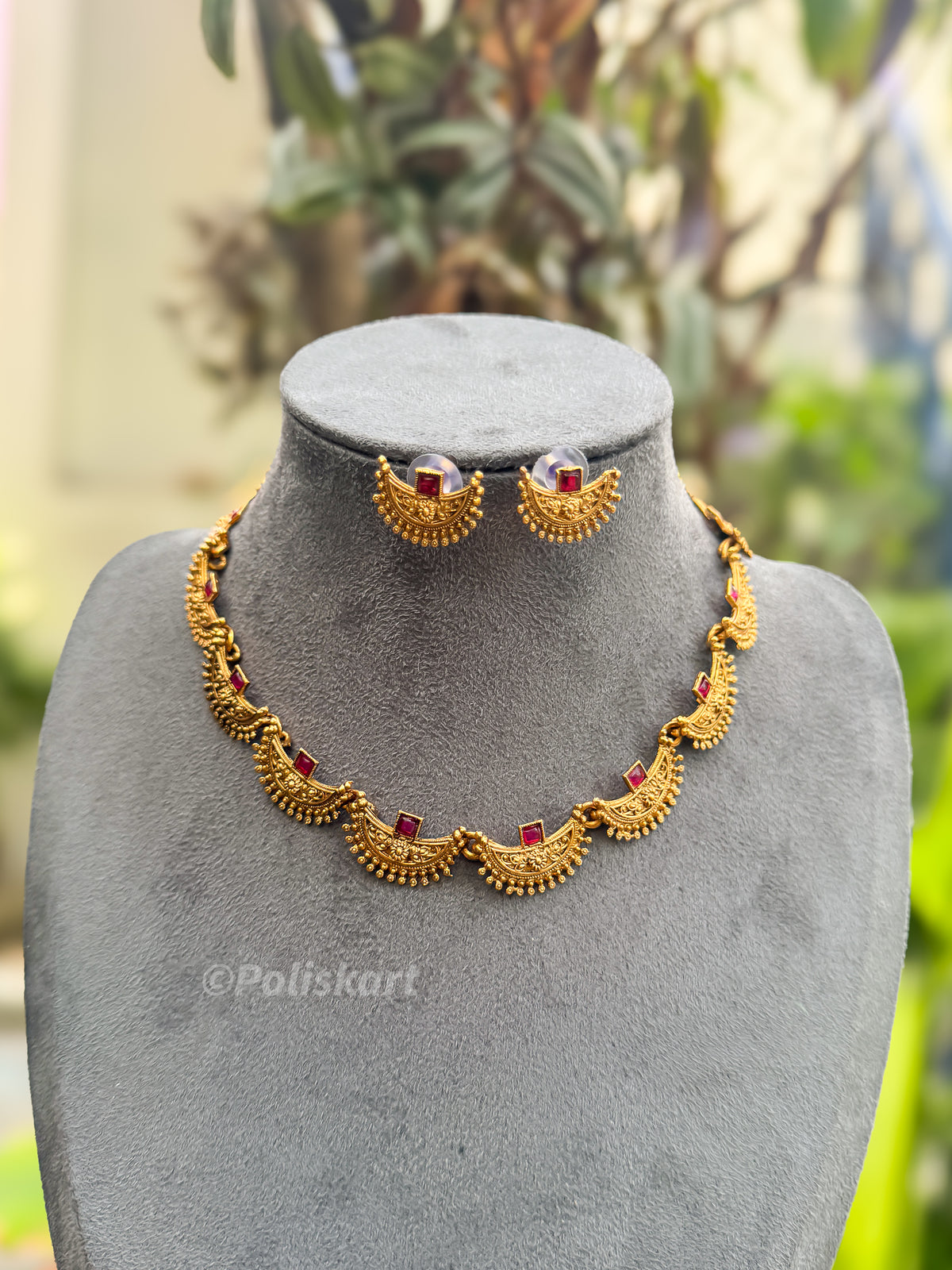 PK218 - Budget friendly half moon necklace with earring