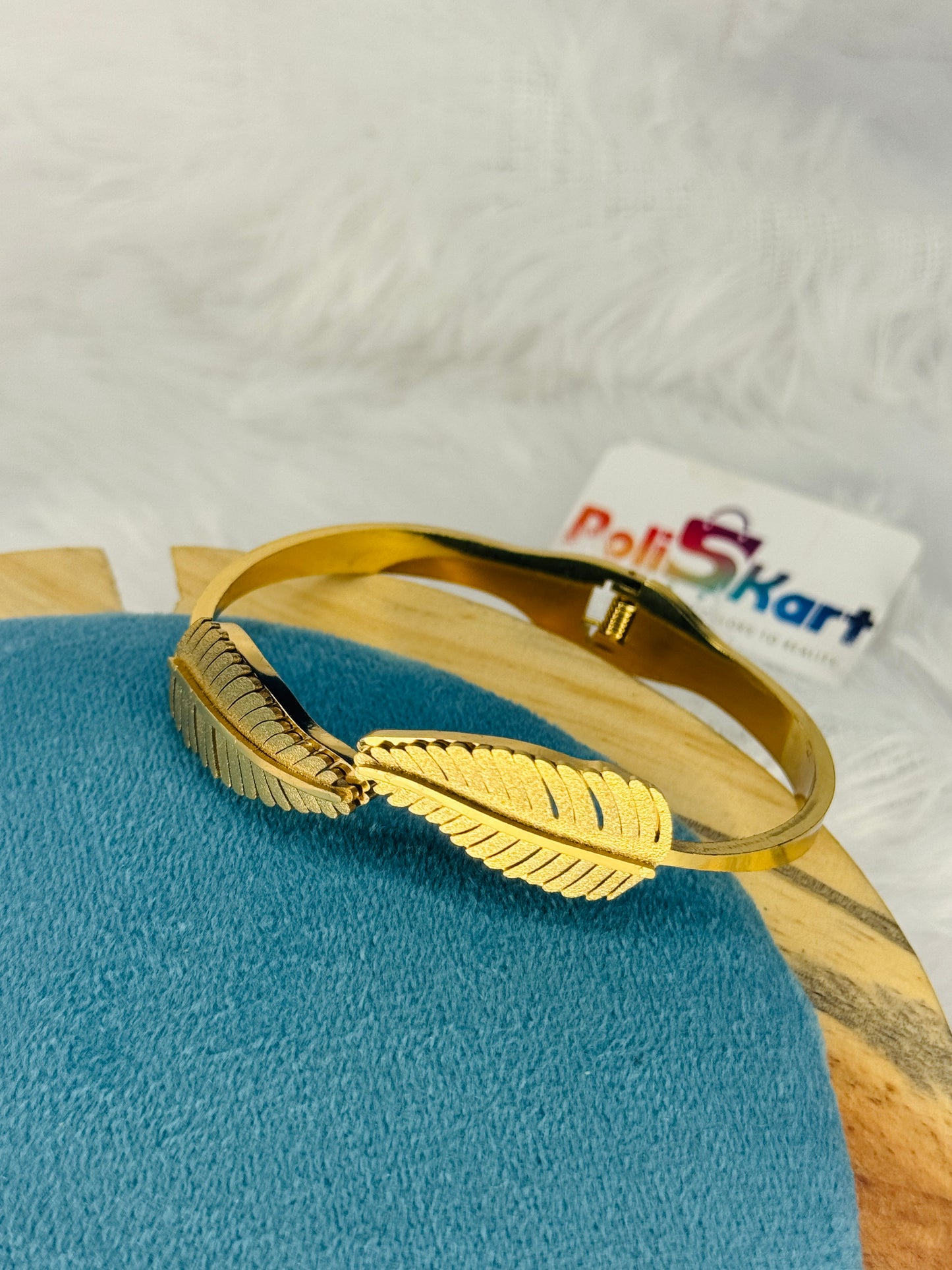 Free size cuff bangle - Double leaves design