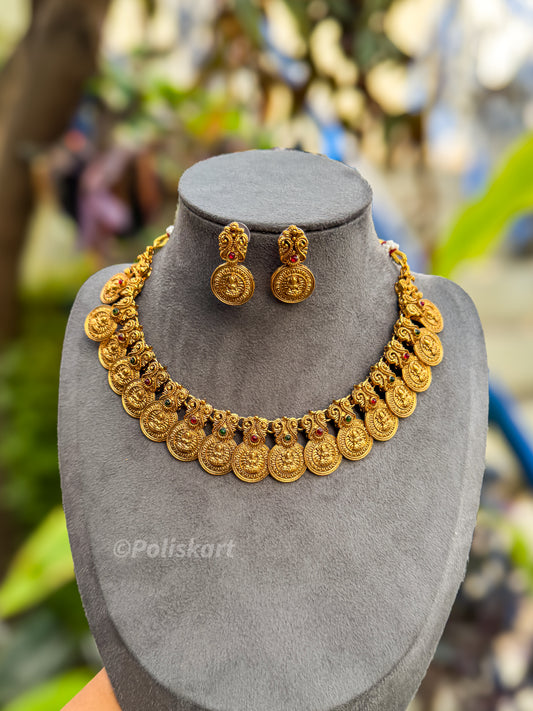 PK249 - Kasumala and peacock worked necklace and earring set