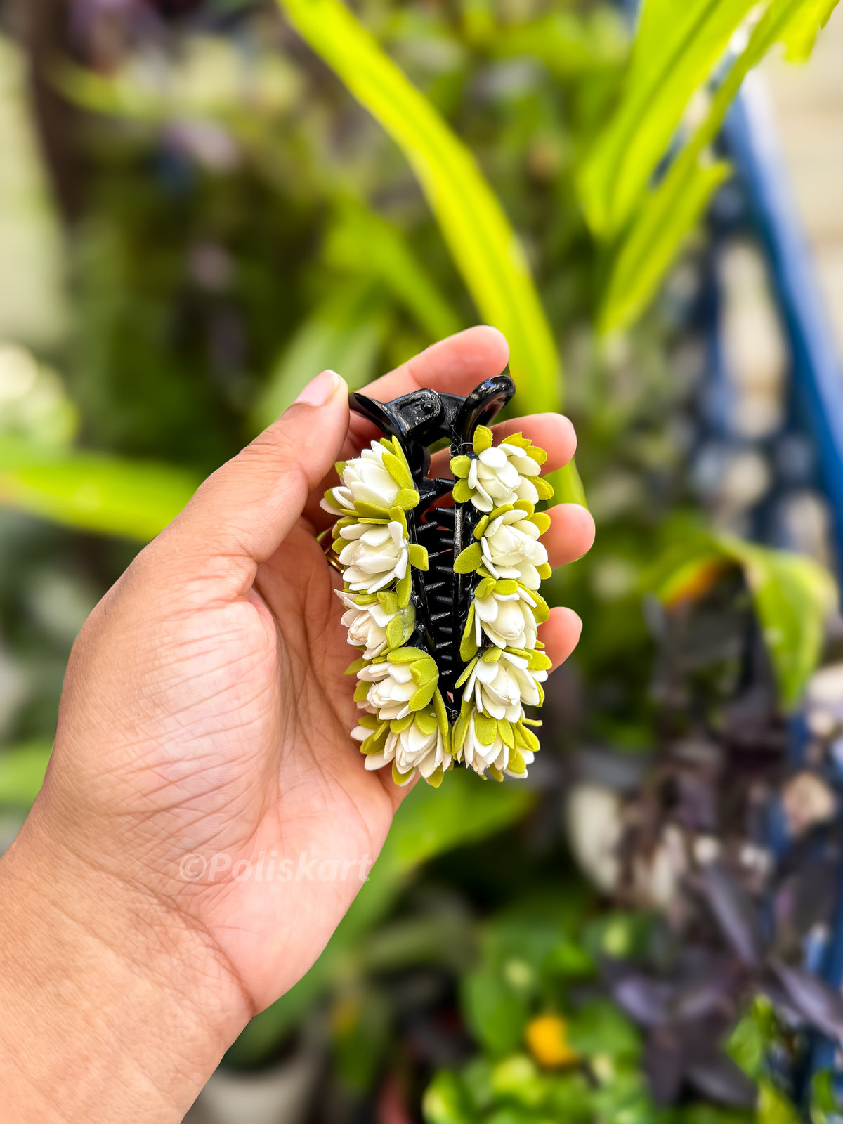 PK241 - Handmade malli and leaf designed Banana clip