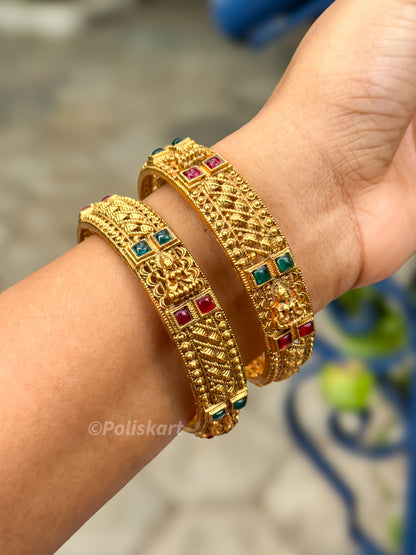 PK274 - Pair of multi stone worked Lakshmi Bangles