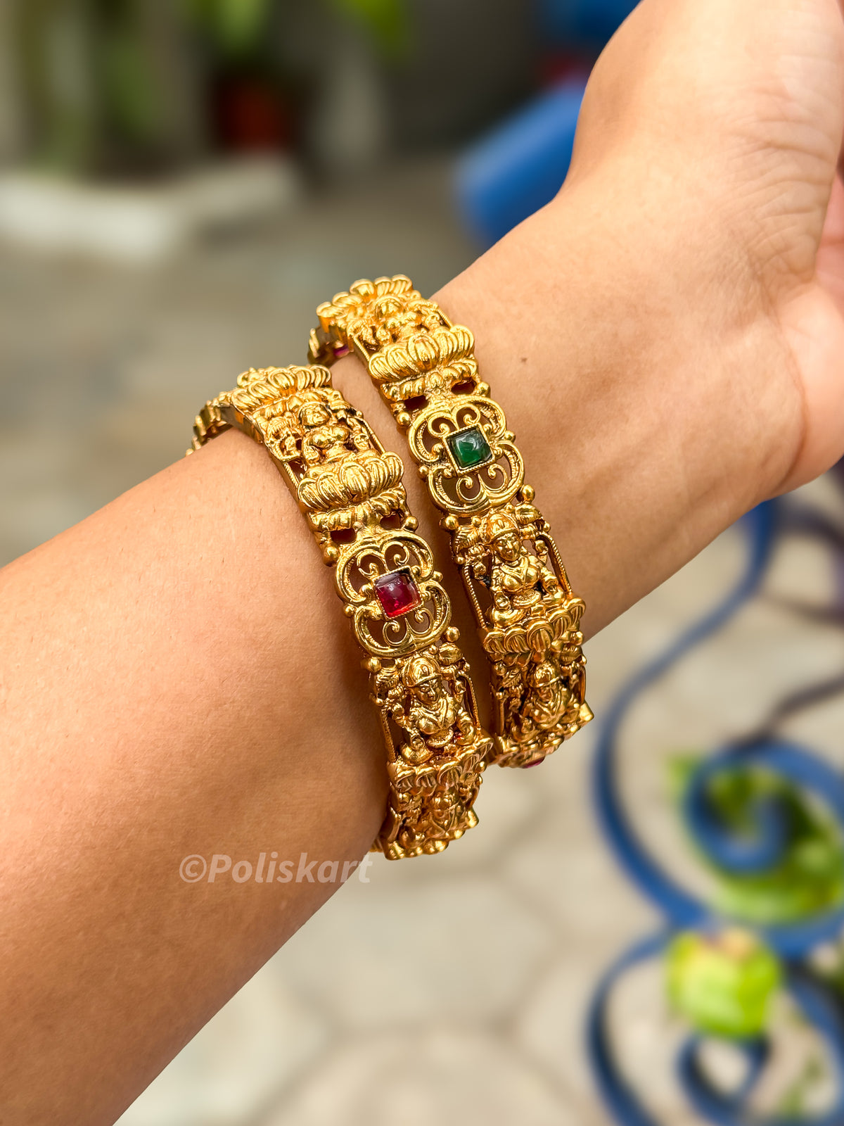 PK275 - Pair of multi stone worked Peacock Lakshmi Bangles