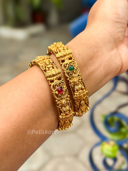 PK275 - Pair of multi stone worked Peacock Lakshmi Bangles