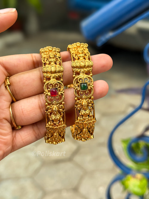 PK275 - Pair of multi stone worked Peacock Lakshmi Bangles