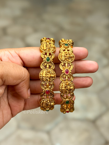 PK276 - Pair of multi stone worked flower Lakshmi Bangles