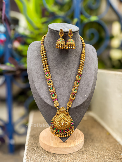 PK267 - Non idol Peacock Haram with jhumka set