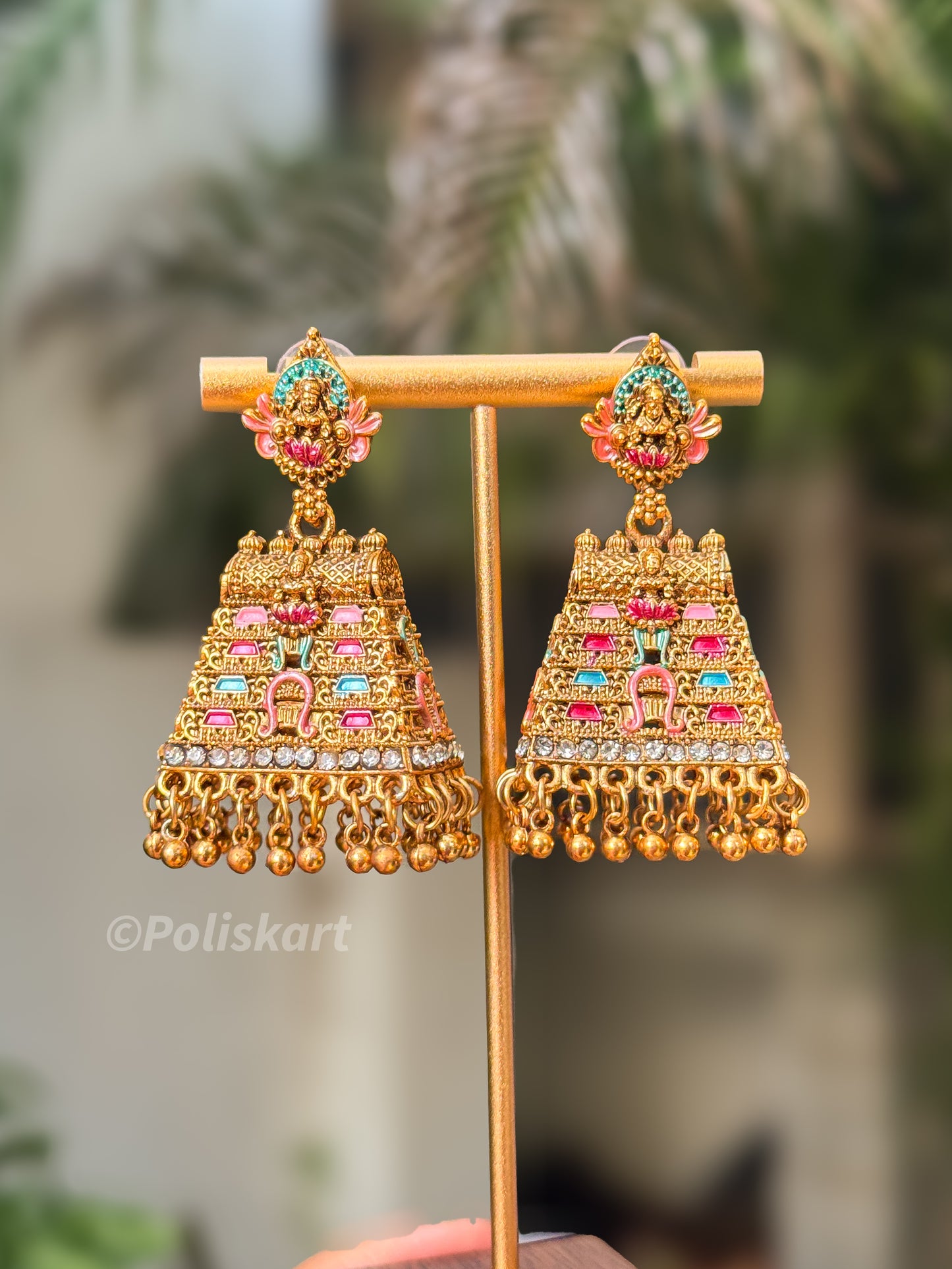 Trending multicolor temple jhumka set
