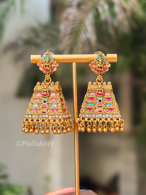 Trending multicolor temple jhumka set