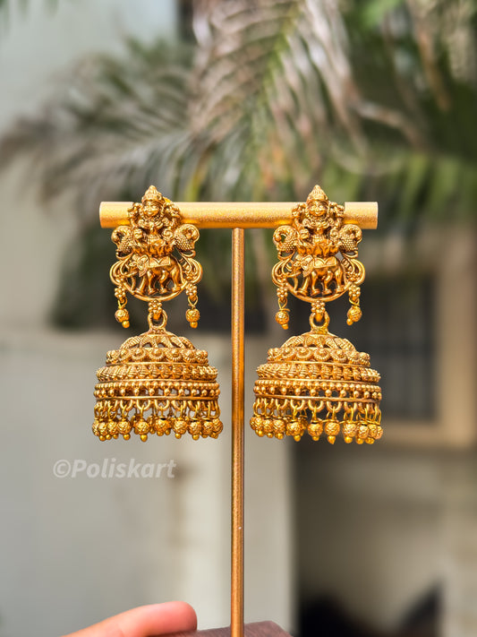 Simple lakshmi elephant design jhumka set