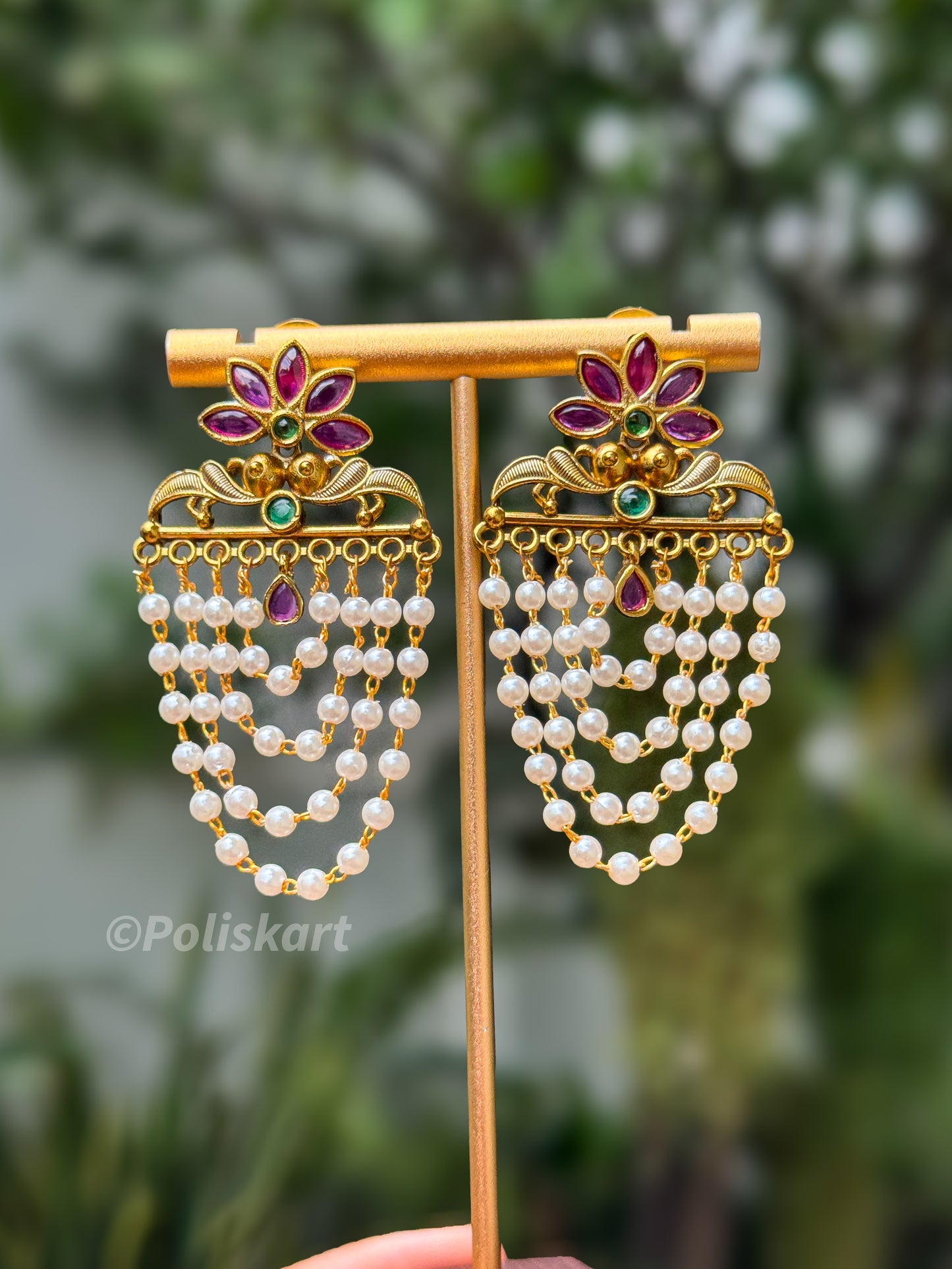 Trending multicolor pearl hanging earing set