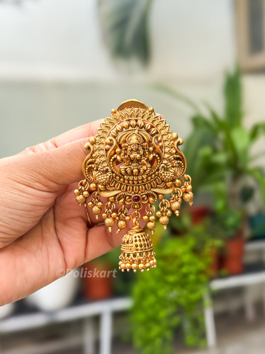 PK296 - Hair brooch - full golden color Lakshmi design