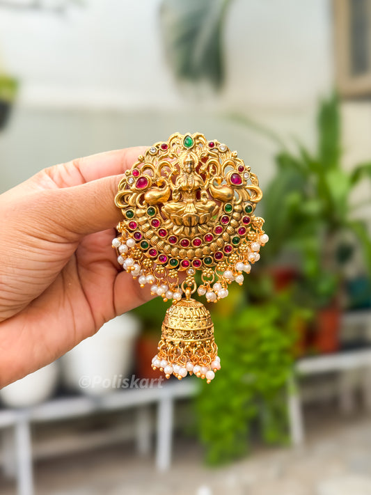 PK293 - Hair brooch - Multi stone worked Lakshmi design