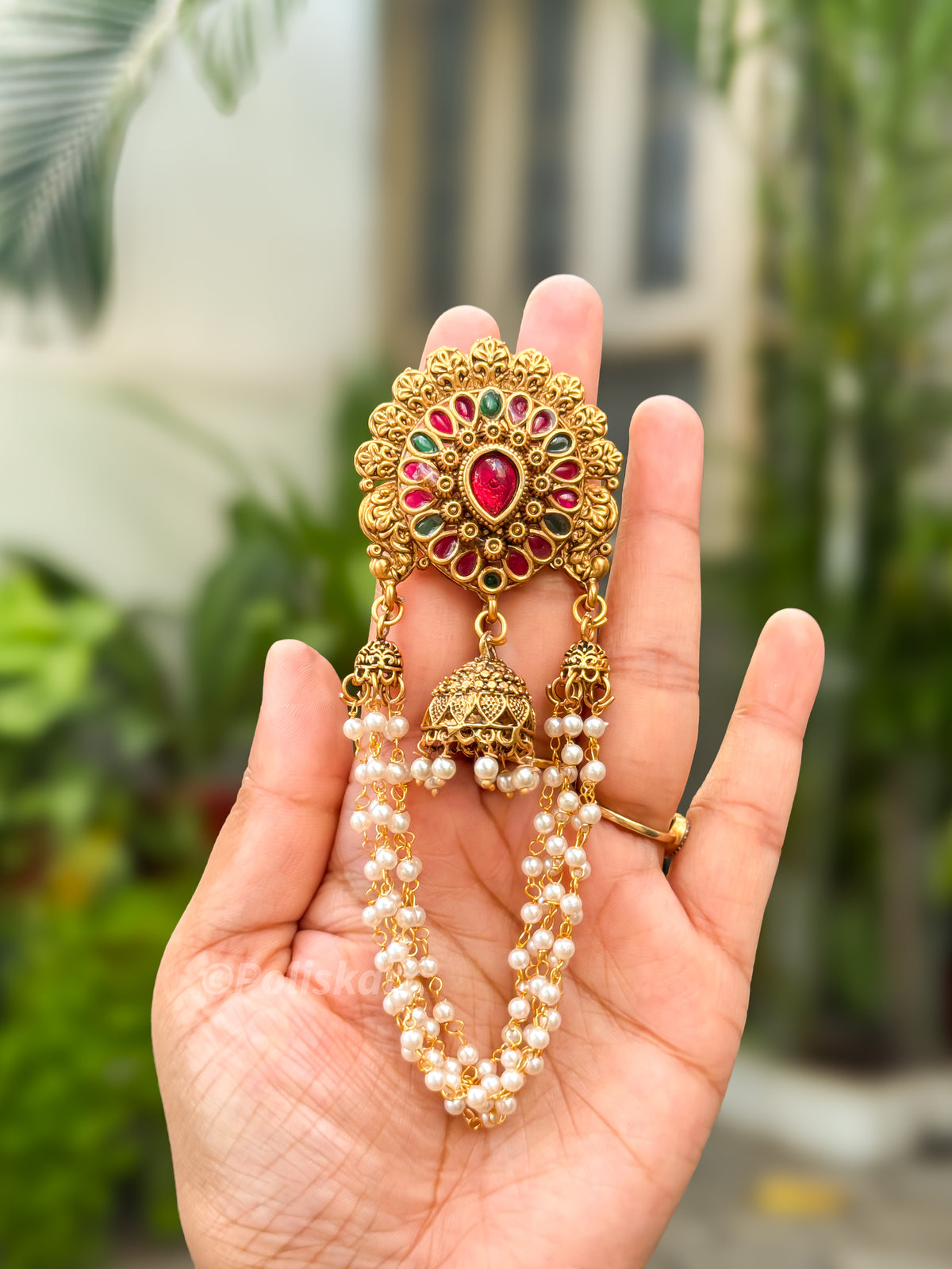 PK298 - Hair brooch - Multi stone non idol design