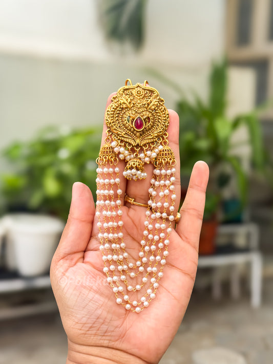 PK300 - Hair brooch - Pearl worked heart shape design