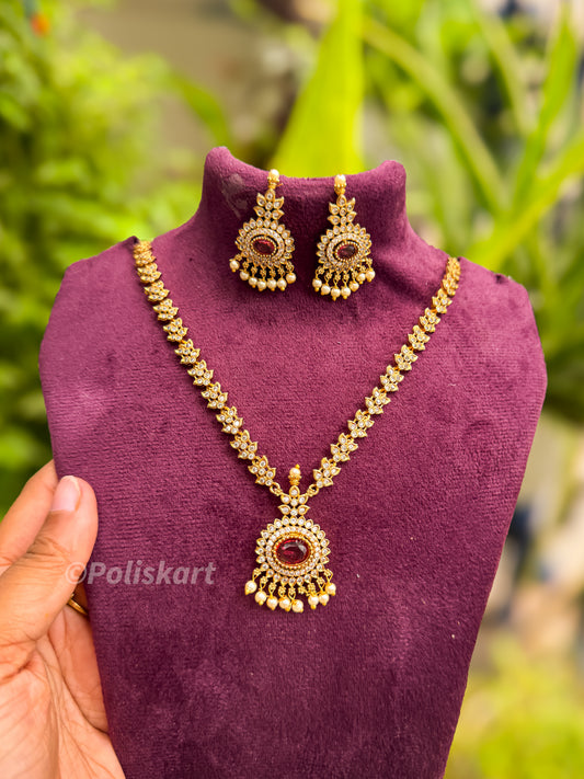 Diamond finished necklace with earing set