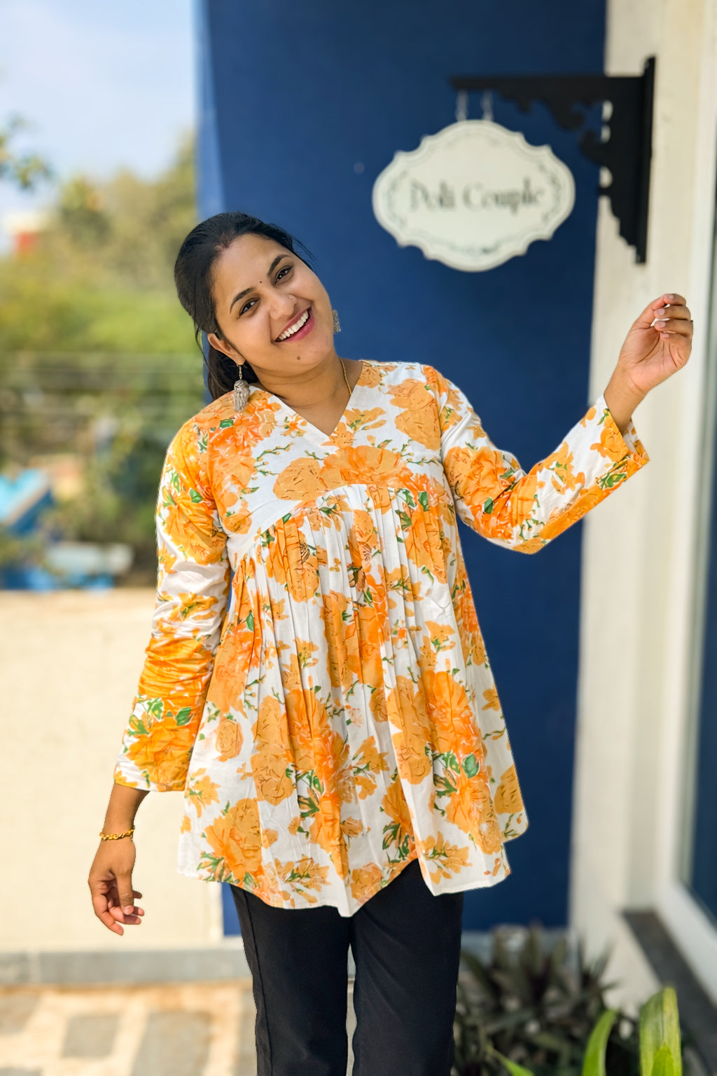 Sakshi - Full sleeve cotton short Kurti