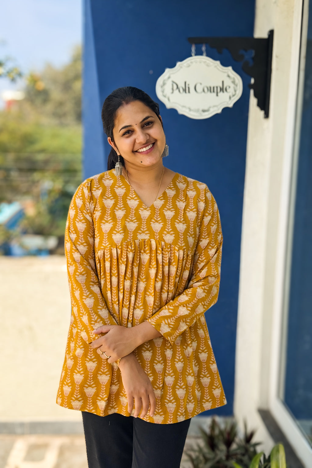Shivin - Full sleeve cotton short Kurti
