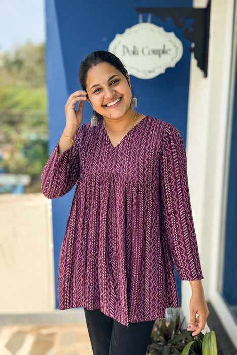 Merin - Full sleeve cotton short Kurti