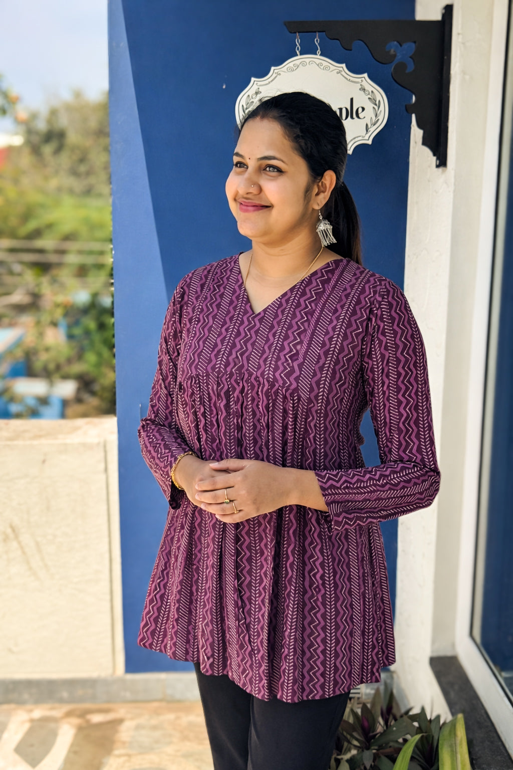 Merin - Full sleeve cotton short Kurti