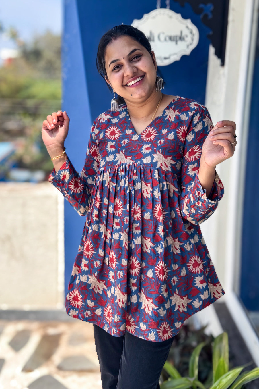 Paaru - Full sleeve cotton short Kurti